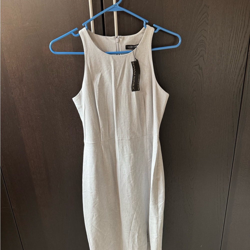 Banana Republic Class Gray Sleeveless Midi Dress • NWT